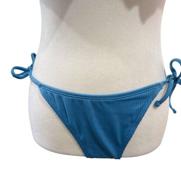 Blue Ribbed string  Bikini Set by Wild Fable top is size small bottom is size XS - Picture 3 of 10